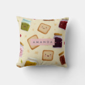 Personalized Whimsical Toast & Jam Pattern クッション (正面)