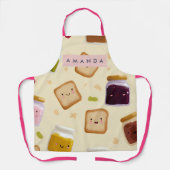 Personalized Whimsical Toast & Jam Pattern Apron エプロン (正面)