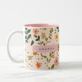 Personalized Whimsical Wildflower Meadow ツートーンマグカップ (左)
