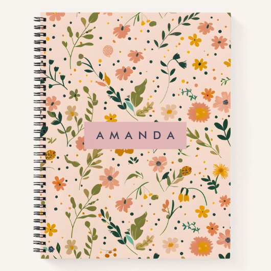 Personalized Whimsical Wildflower Meadow ノートブック (正面)