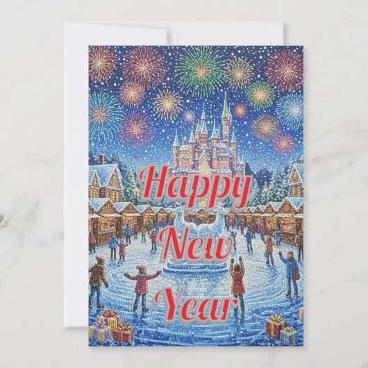 Personalized Whimsical Winter Fireworks greeting シーズンカード (正面)