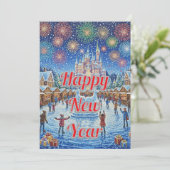 Personalized Whimsical Winter Fireworks greeting シーズンカード (スタンド正面)