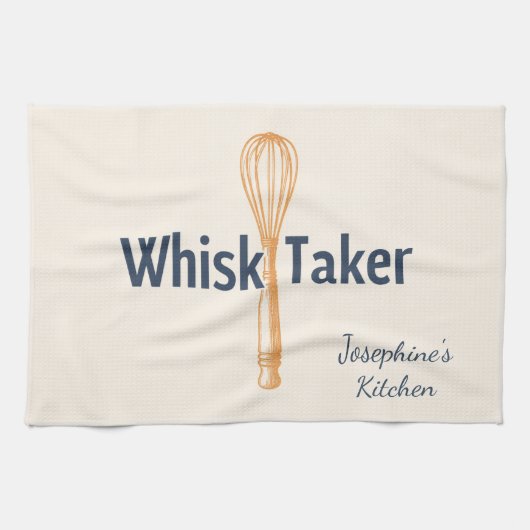 Personalized Whisk Taker Funny Baking Cute Elegant キッチンタオル (横)