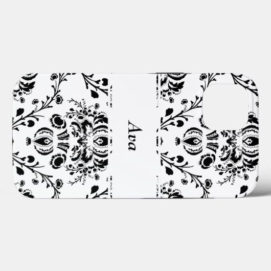 Personalized White and Black Damask Case-Mate iPhoneケース (裏面 (横))