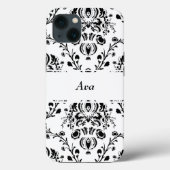 Personalized White and Black Damask Case-Mate iPhoneケース (裏面)