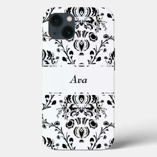 Personalized White and Black Damask Case-Mate iPhoneケース (裏面)
