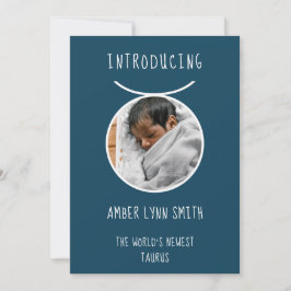 Personalized White and Blue Taurus Zodiac 案内状