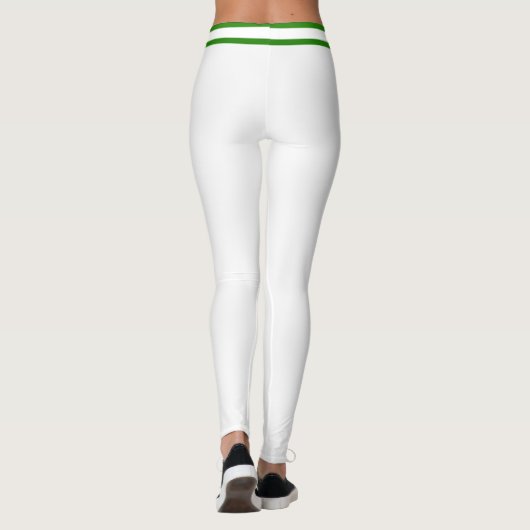 Personalized White And Lime Stripes Custom Text レギンス (裏面)