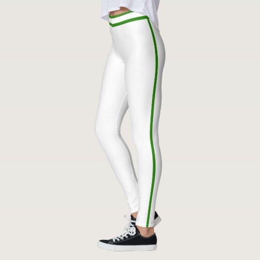 Personalized White And Lime Stripes Custom Text レギンス (左)