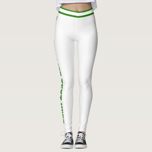 Personalized White And Lime Stripes Custom Text レギンス (正面)