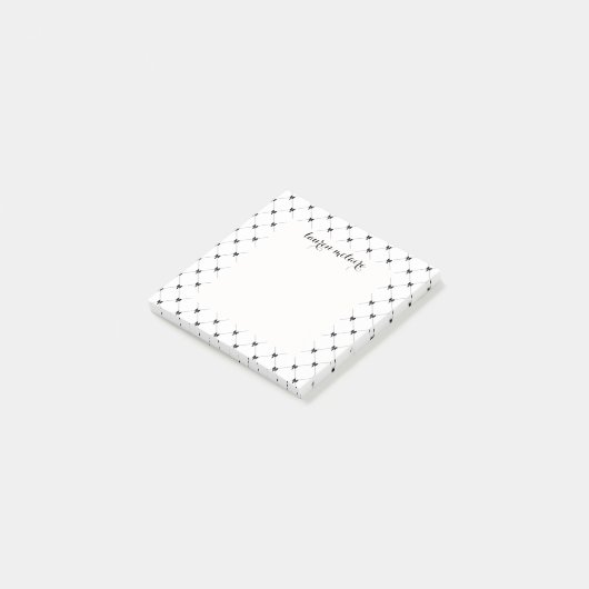 Personalized White & Black Bow Script ポストイット (アングル)