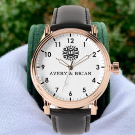 Personalized white black Custom name monogram  腕時計