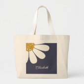 Personalized White Daisy Floral Design | Custom  ラージトートバッグ (正面)