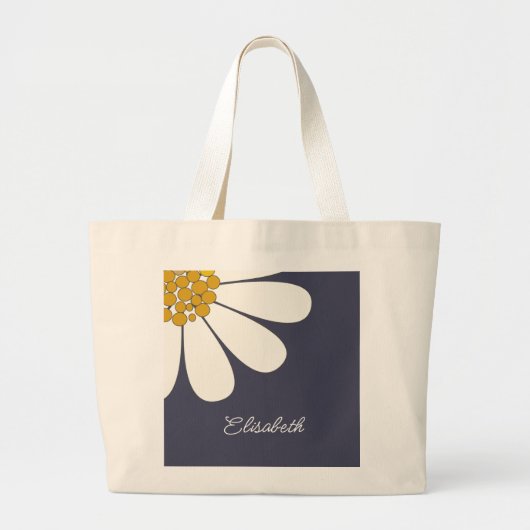 Personalized White Daisy Floral Design | Custom  ラージトートバッグ (正面)
