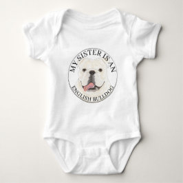 Personalized White English Bulldog Big Sister ベビーボディスーツ