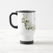 Personalized White Floral Mug, Elegant Custom Name トラベルマグ (左)