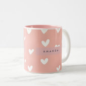Personalized White Heart Pattern on Blush  ツートーンマグカップ (正面右)