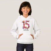 Personalized White Hoodie with Floral Print  (正面フル)