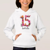 Personalized White Hoodie with Floral Print  (正面)