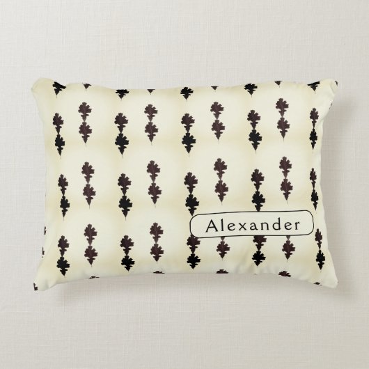 Personalized White Oak Leaf Pattern アクセントクッション (正面)