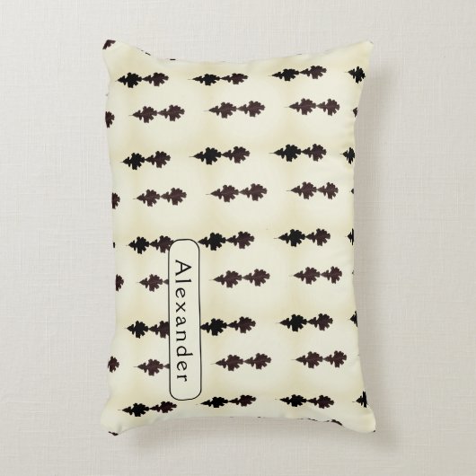 Personalized White Oak Leaf Pattern アクセントクッション (正面(垂直))