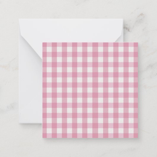 Personalized White Pink Gingham ノートカード (裏面)