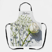 Personalized White Rose Baby's Breath エプロン (正面)