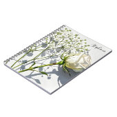 Personalized White Rose Floral Journal Notebook ノートブック (左側)