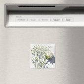 Personalized White Rose Floral Magnet マグネット (インサイチュ (食洗機))