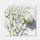 Personalized White Rose Floral Magnet マグネット (正面)