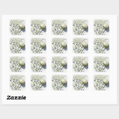 Personalized White Rose Floral Sticker スクエアシール (シート)