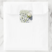 Personalized White Rose Floral Sticker スクエアシール (バッグ)
