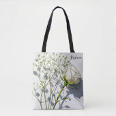 Personalized White Rose Floral Tote Bag トートバッグ (正面)