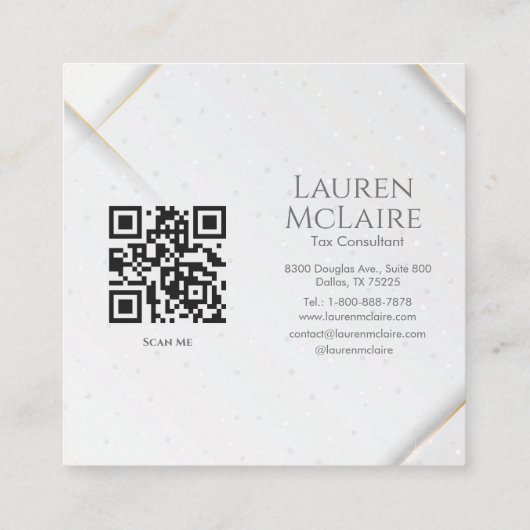 Personalized White Sparkle & Gold Accent Monogram  コーリングカード (裏面)