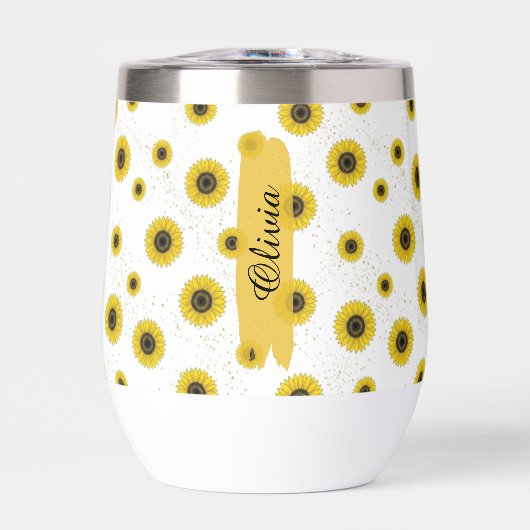 Personalized White Sunflower Pattern 11oz Cup (正面)