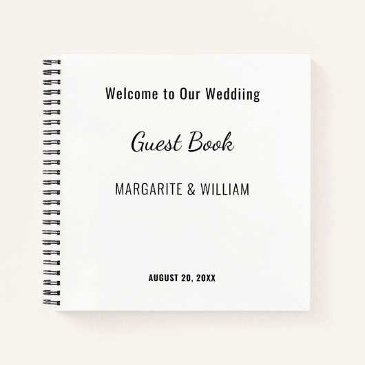Personalized White with Black Guest Book ノートブック (正面)