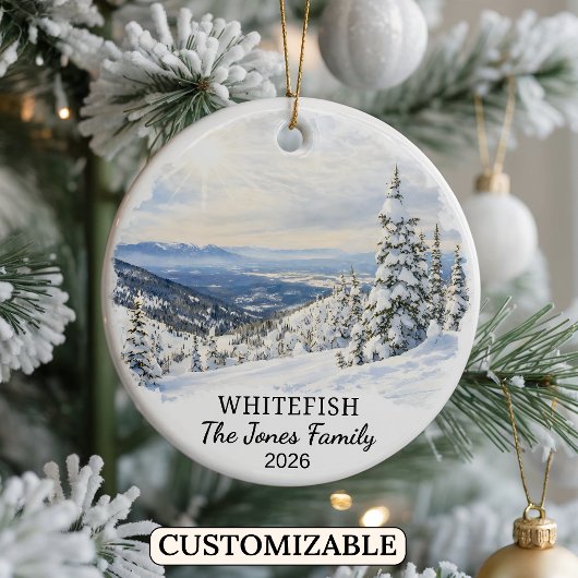 Personalized Whitefish Ornament, Custom Montana セラミックオーナメント