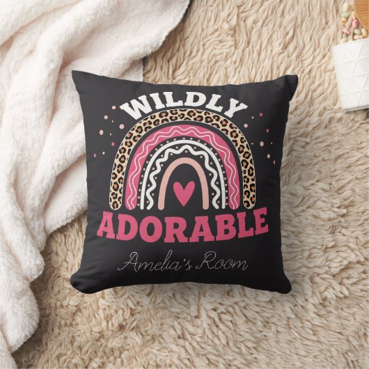 Personalized Wild One Boho Leopard Rainbow Throw  クッション (ブランケット)