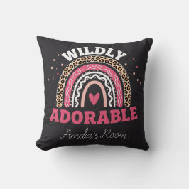 Personalized Wild One Boho Leopard Rainbow Throw  クッション