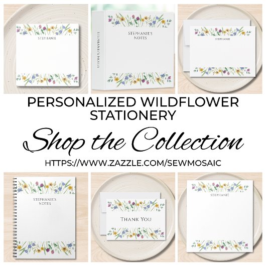 Personalized Wildflower ノートカード