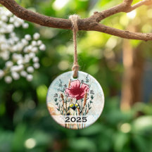 Personalized Wildflower Art Keepsake Ornament