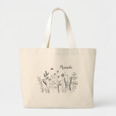 Personalized Wildflower Botanical Art Tote Bag ラージトートバッグ (正面)