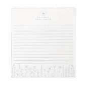 Personalized Wildflower Dusty Blue Desk Notepad ノートパッド (正面)