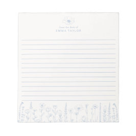 Personalized Wildflower Dusty Blue Desk Notepad ノートパッド
