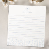 Personalized Wildflower Dusty Blue Desk Notepad ノートパッド