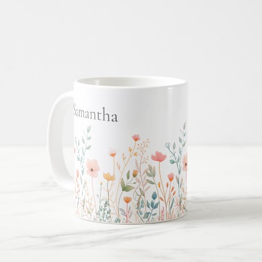 Personalized Wildflower Everyday コーヒーマグカップ (正面左)