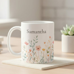 Personalized Wildflower Everyday コーヒーマグカップ