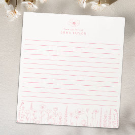 Personalized Wildflower Floral Desk Notepad ノートパッド