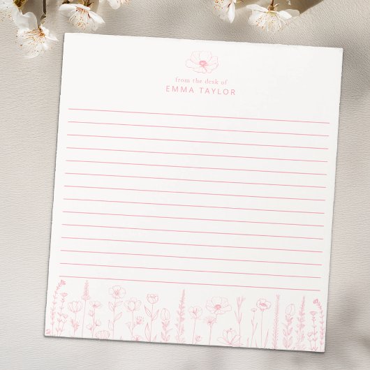 Personalized Wildflower Floral Desk Notepad ノートパッド