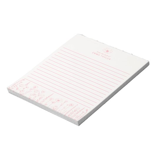 Personalized Wildflower Floral Desk Notepad ノートパッド (回転)